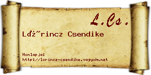 Lőrincz Csendike névjegykártya